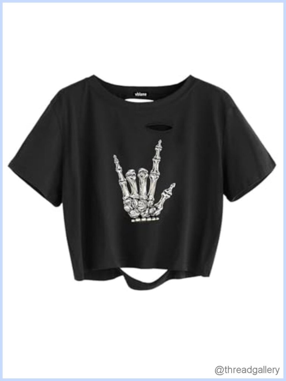 Oversized Crop Top Graphic Boxy Distressed Short Sleeve Tee